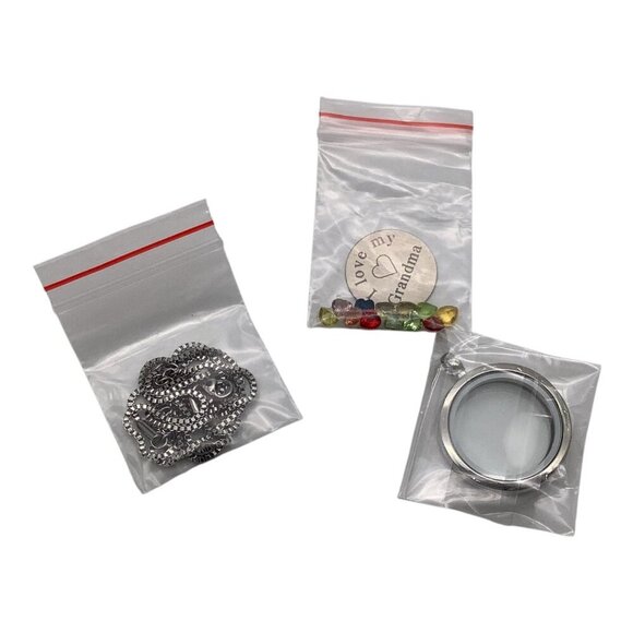 I Love My Grandma Locket Necklace‎ Chain With Charms Set 21in Sliver Tone 30mm - Picture 3 of 7